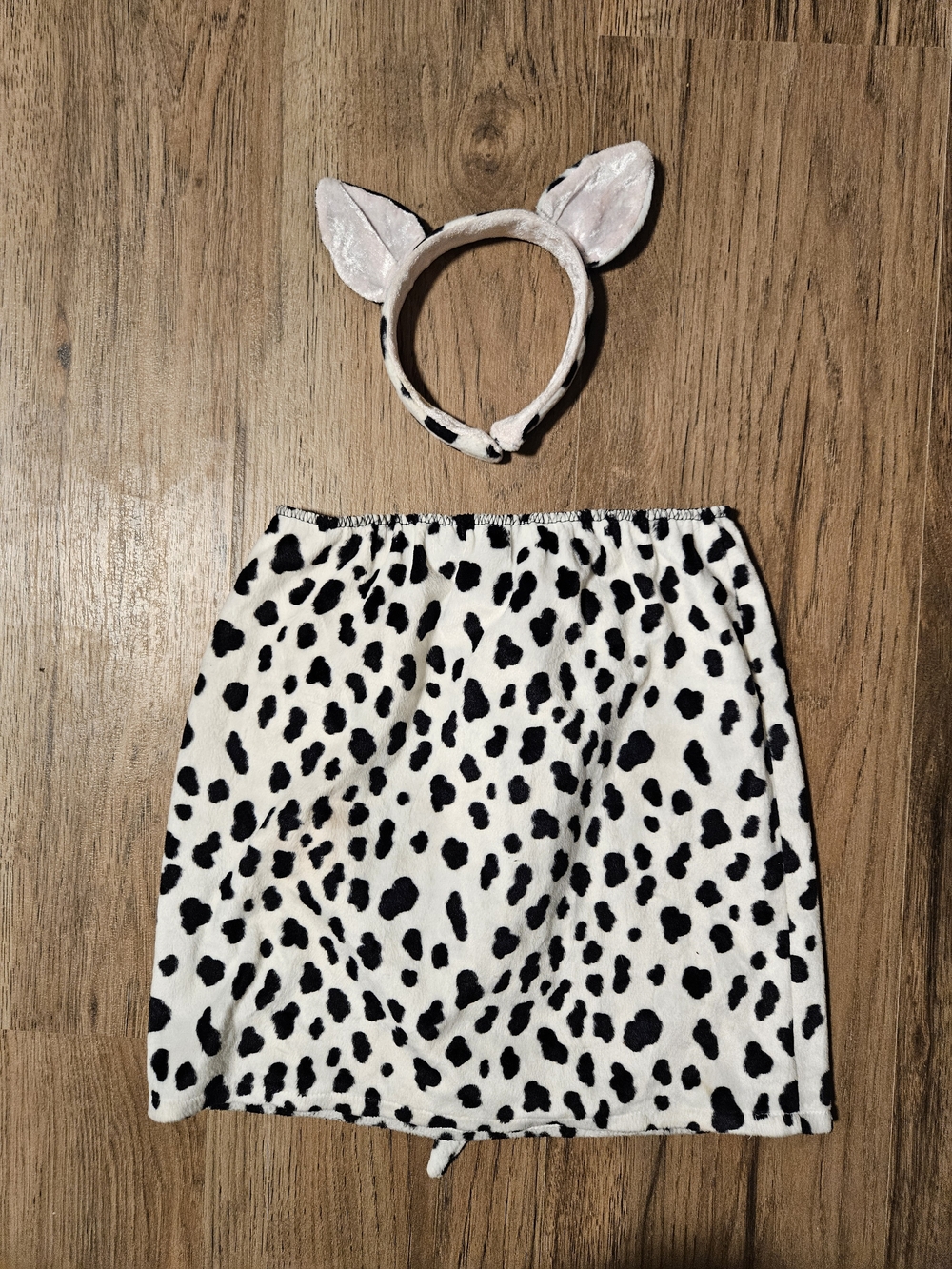 Vintage Disney Store Black and White Dalmatian Print Skirt with Ear Headband